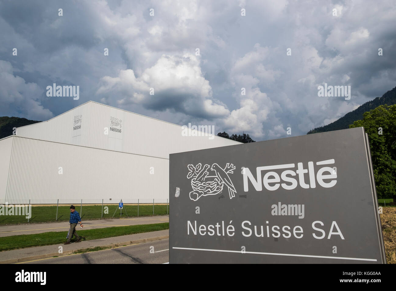 Switzerland,Canton Fribourg,Broc,Nestlè factory Stock Photo