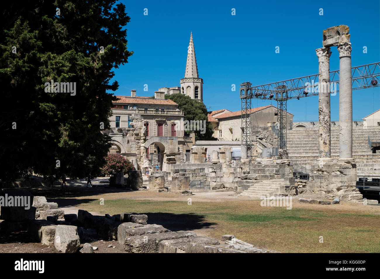 France,Provence,Arles,old town, Gallo-Roman theatre,Roman theater 1st century BC,a historical monument Stock Photo