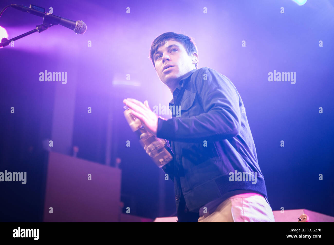 The English electronic music group Metronomy performs a live concert at