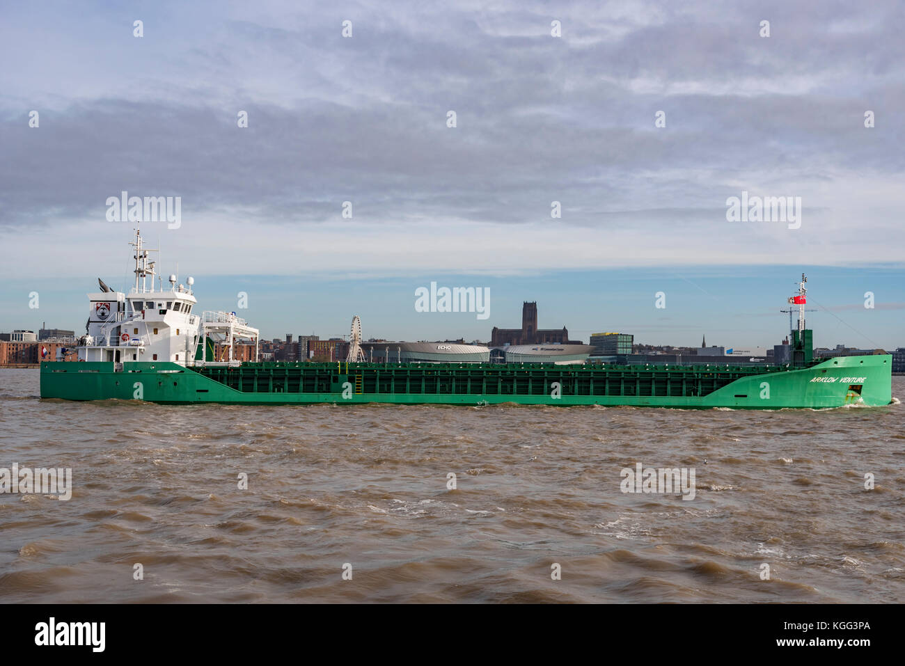 Oil tanker Arklow Venture in the river Mersey. Stock Photo