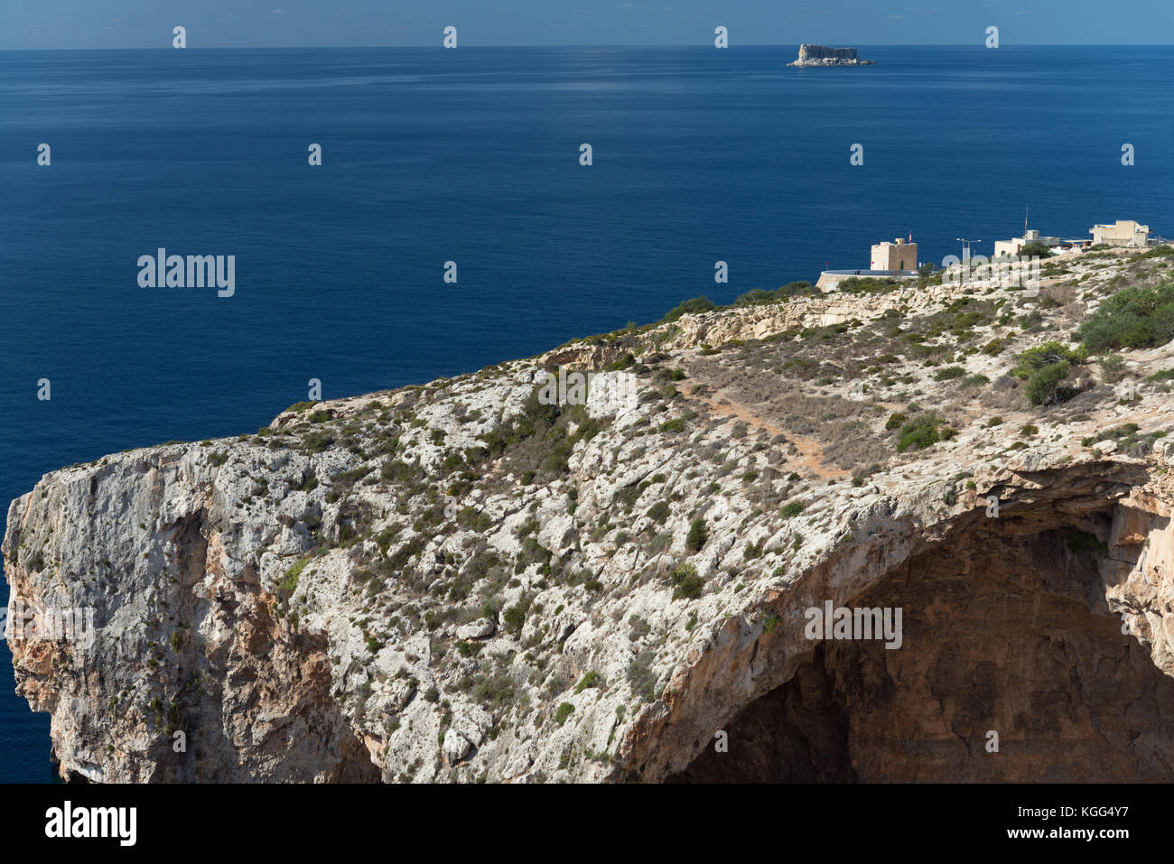 Birgu and Fort Saint Angelo. View from Valletta Stock Photo