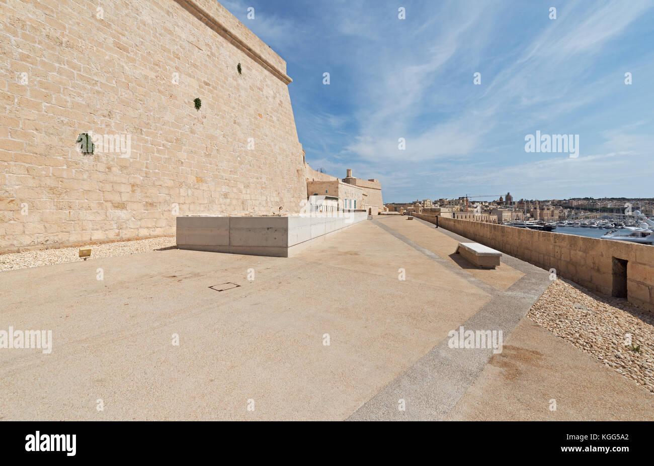 Fort Saint Angelo (Malta). Battery No 2 level in the western part of the fort Stock Photo