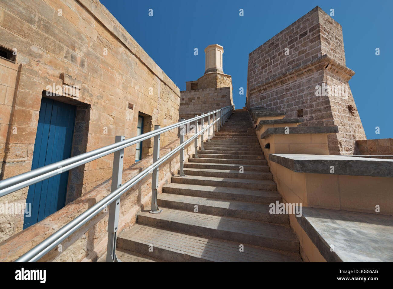 Fort Saint Angelo (Malta). Stairs to the  Ferramolino's Cavalier Stock Photo
