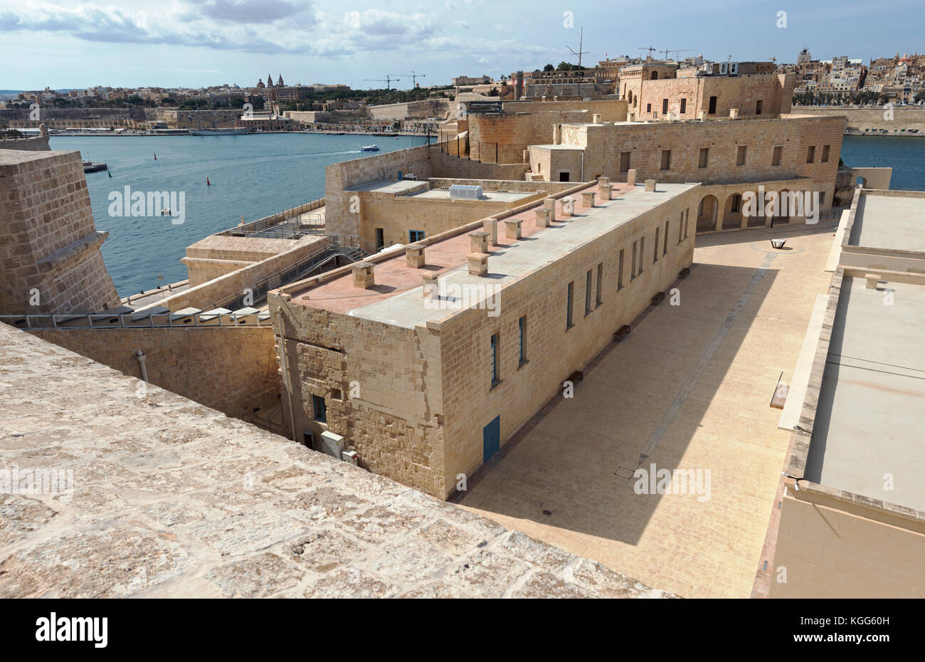 Fort Saint Angelo (Malta). View from the Fort's cavalier Stock Photo