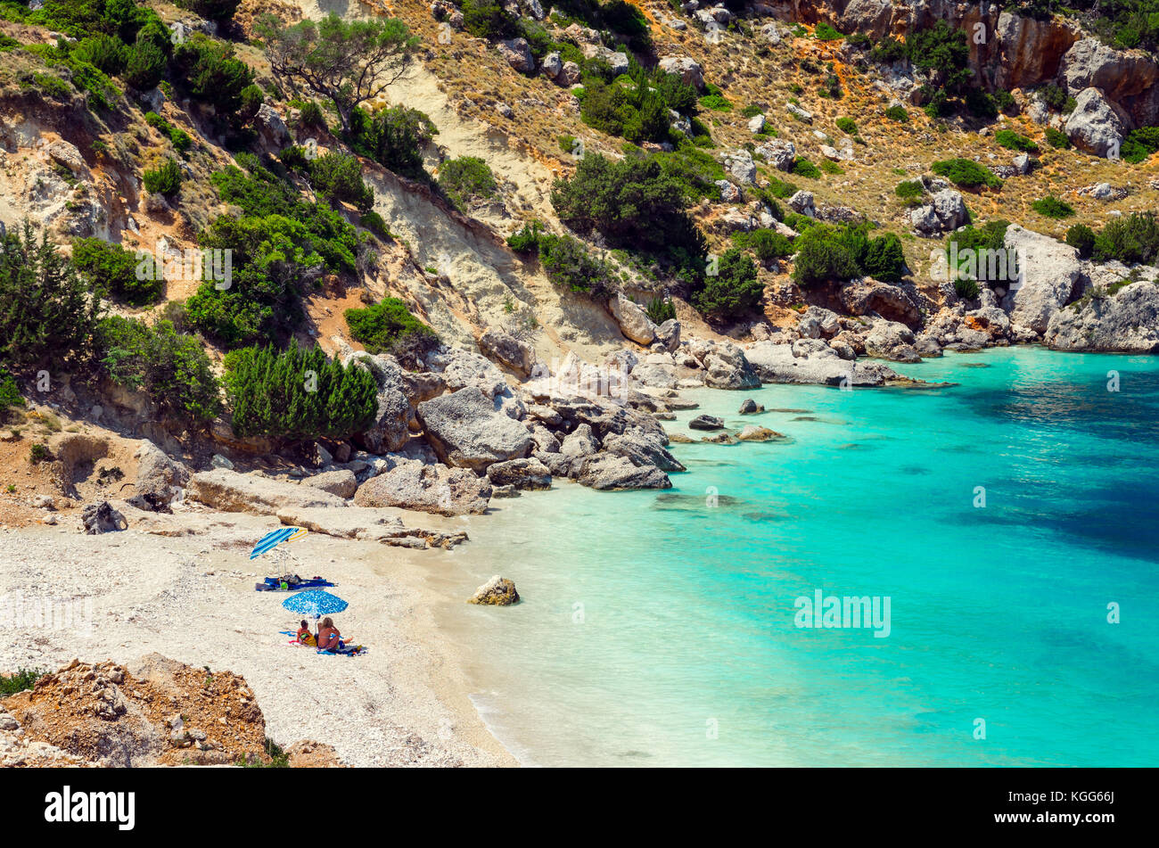 Vouti Beach Kefalonia Map Vouti Beach, Kefalonia Island, Greece. People Relaxing At The Beach. The  Beach Is Surrounded By Flowers Stock Photo - Alamy