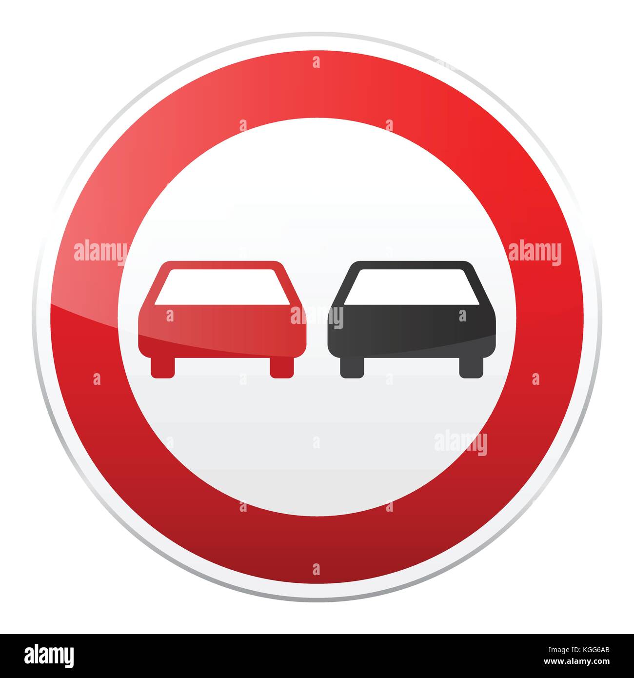 Road red sign on white background. Road traffic control.Lane usage