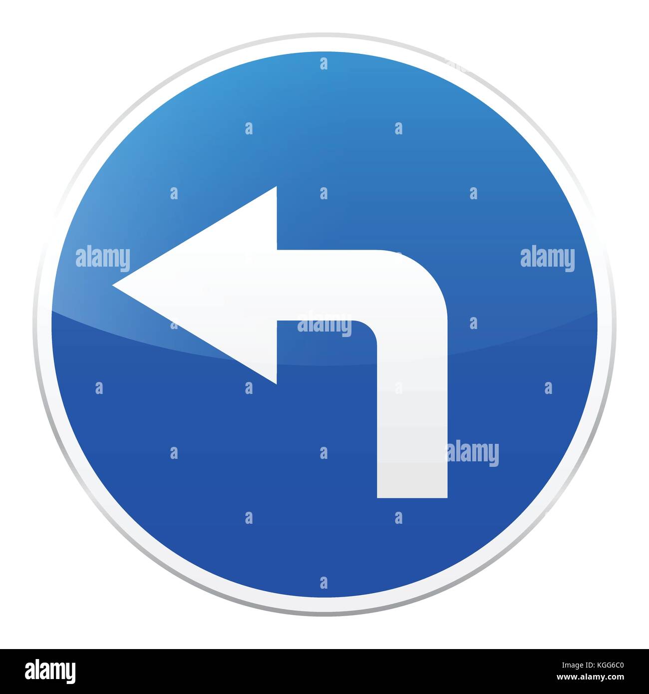 Road blue sign on white background. Road traffic control.Lane usage ...