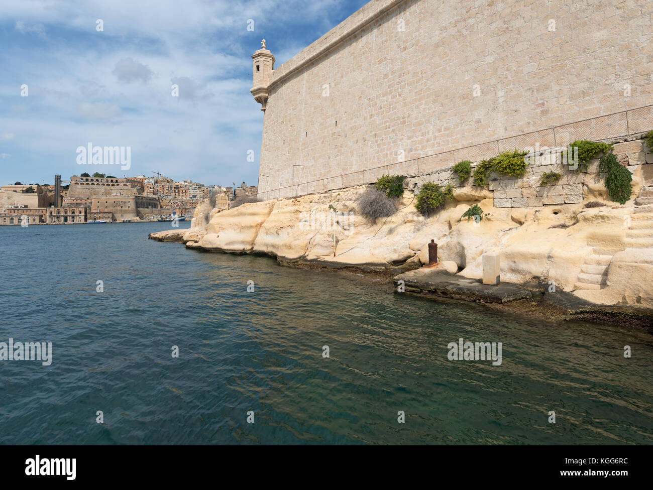 Malta. Fort Saint Angelo and Valletta Stock Photo