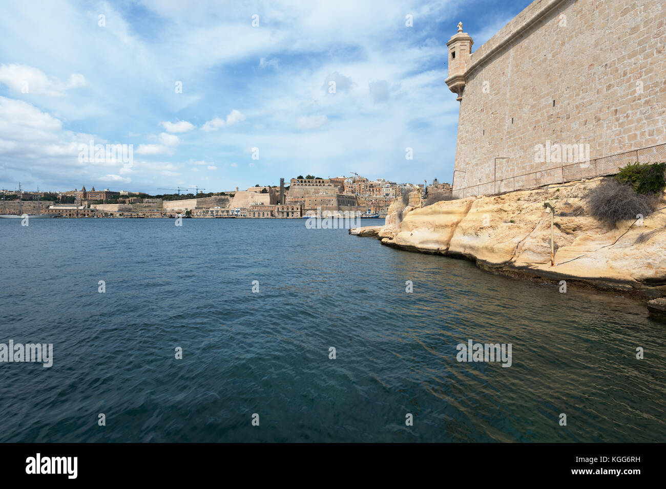 View to Valleta from Birgu (Malta) Stock Photo