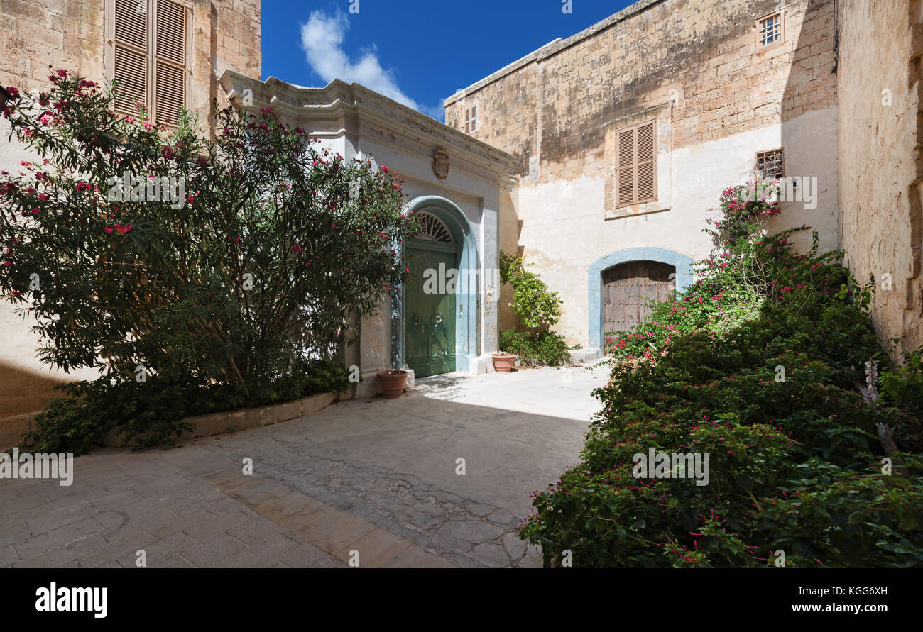 Courtyard in Mdina (Malta) Stock Photo