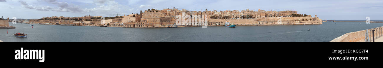 Grand Harbour and Valletta (Malta). View from Fort St. Angelo Stock Photo