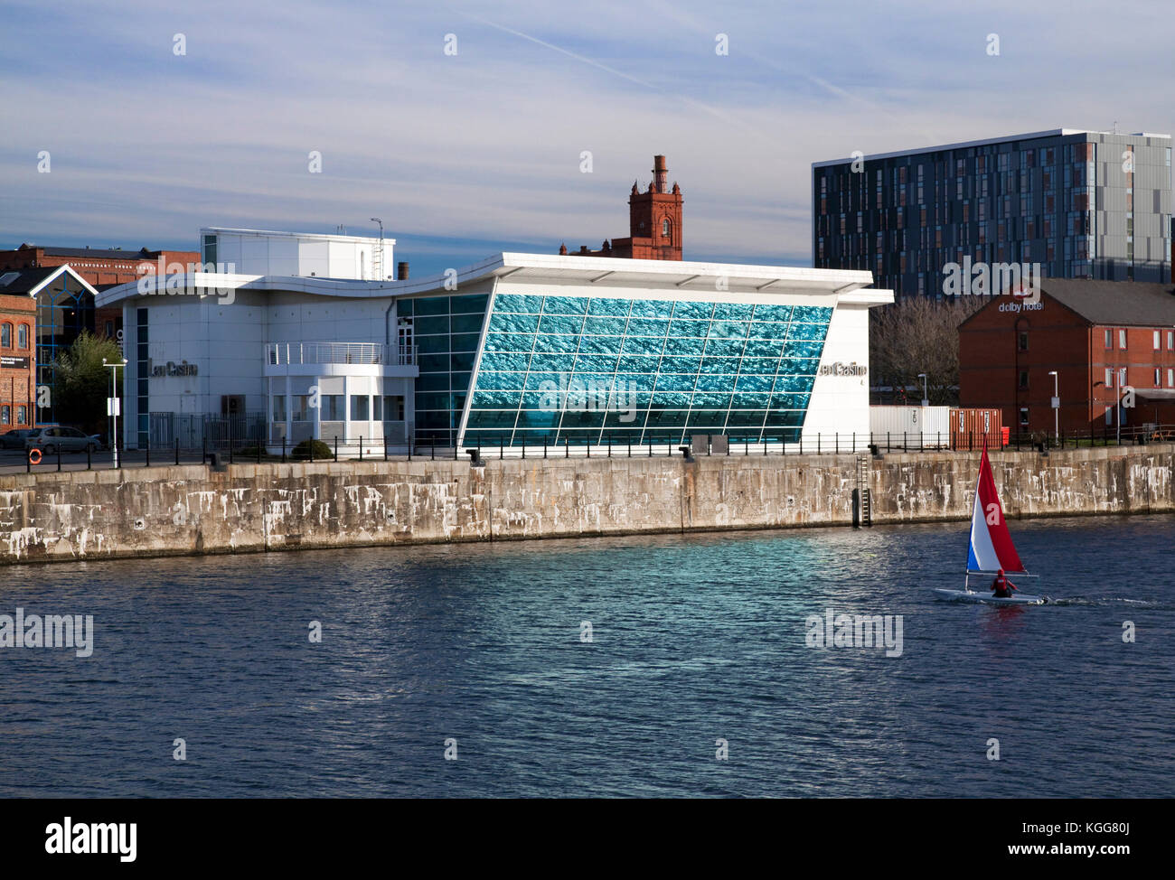 Leo Casino Wave reflections Queen's Dock Liverpool Stock Photo