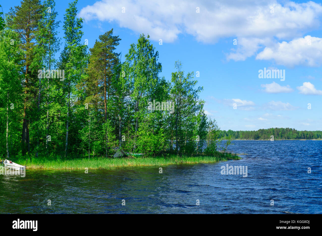 Landscape of lakes in Tappuvirta, Shouthern Savonia, Lakeland region, Finland Stock Photo