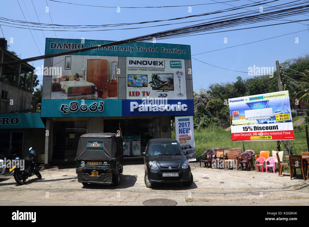 Kandy Road Sri Lanka furniture and electrical goods store Stock Photo