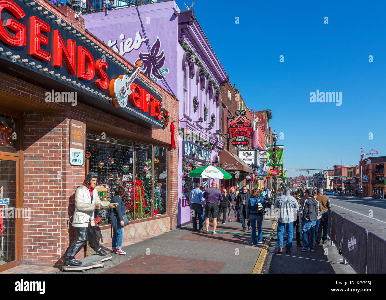 Shops on Broadway in downtown Nashville,Tennessee, USA Stock Photo