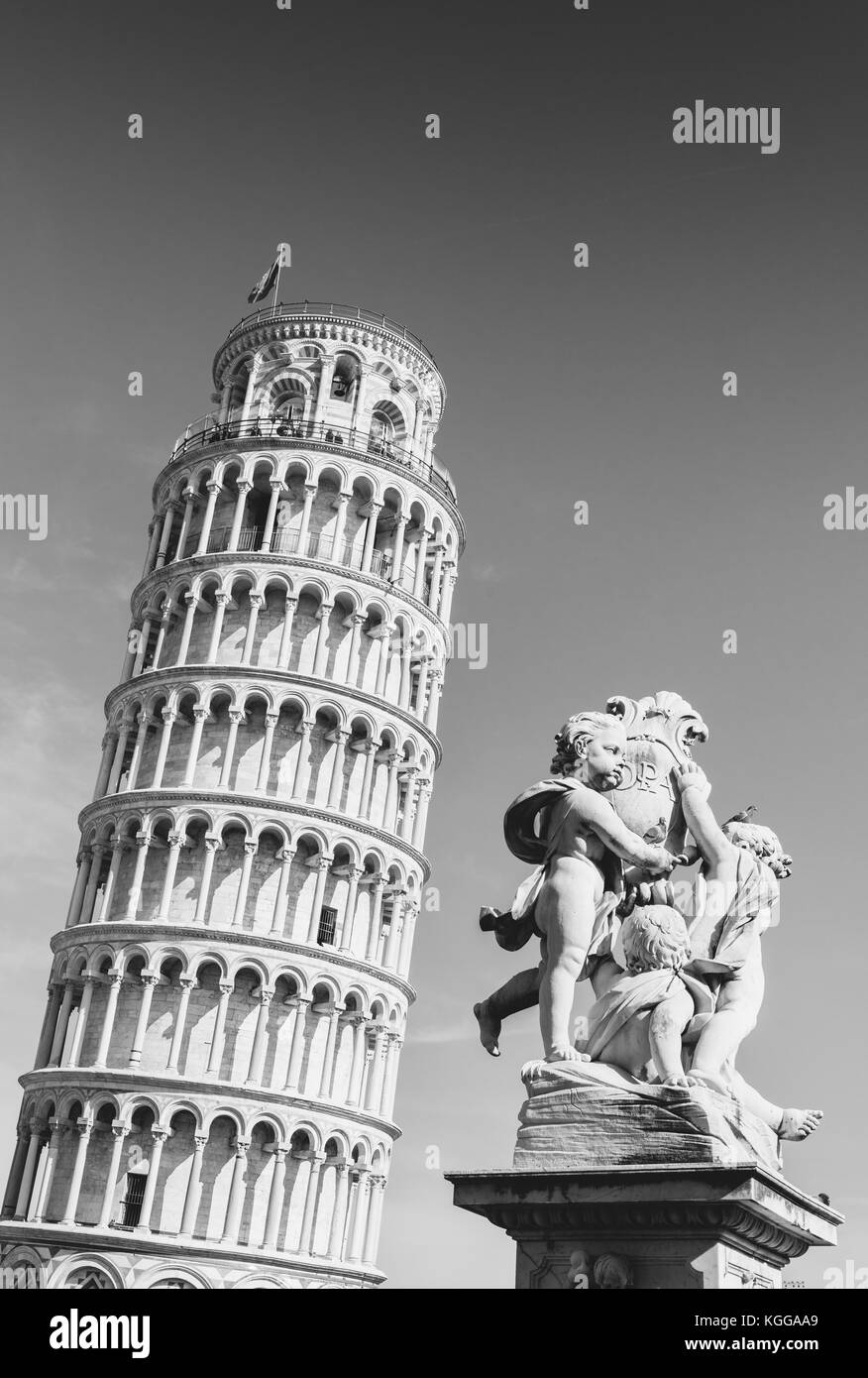 Pisa, Piazza dei miracoli, with the Basilica and the leaning tower Stock Photo