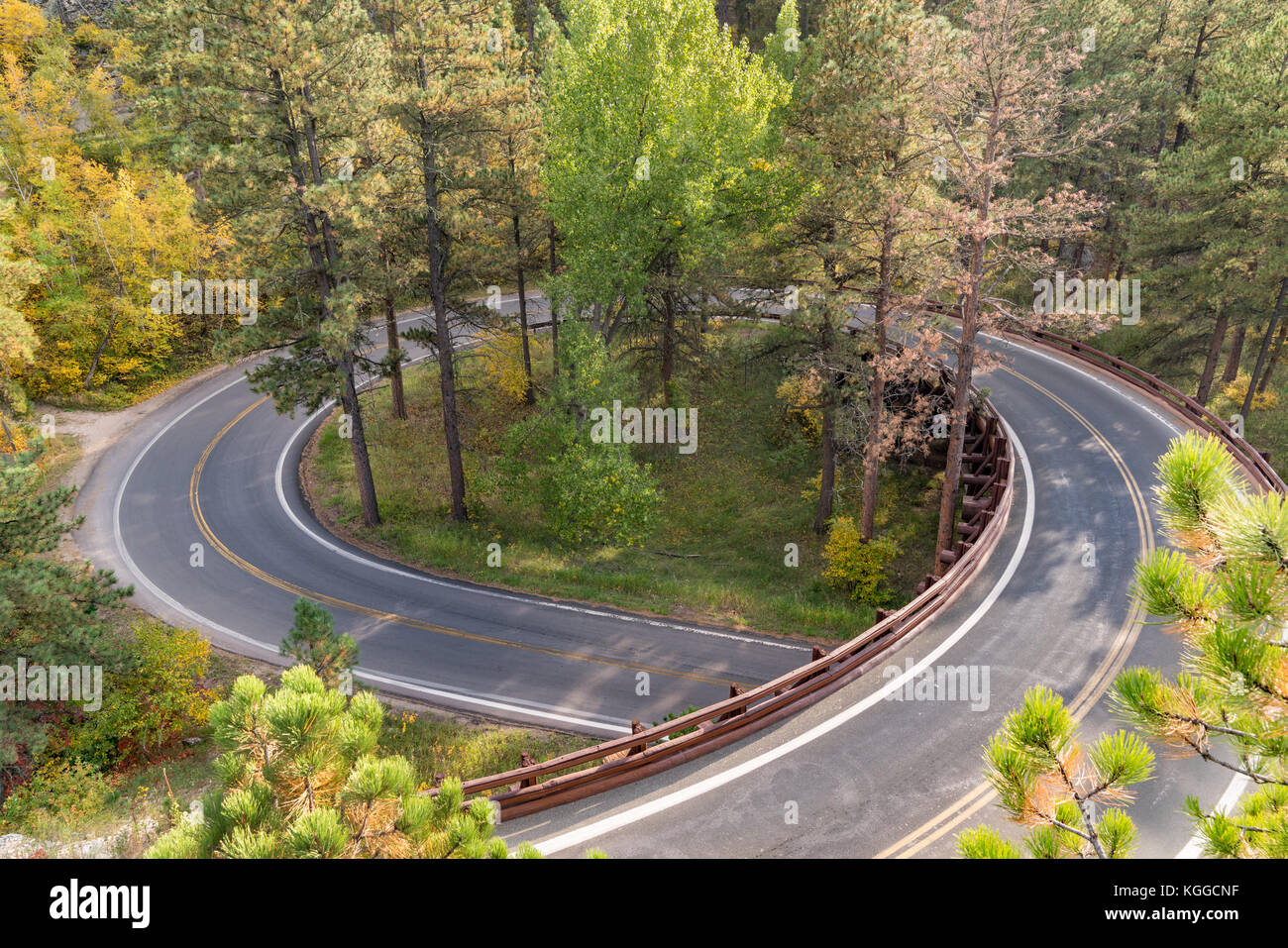 Pigtail bridge along the Needles Highway in the Black Hills of South Dakota Stock Photo