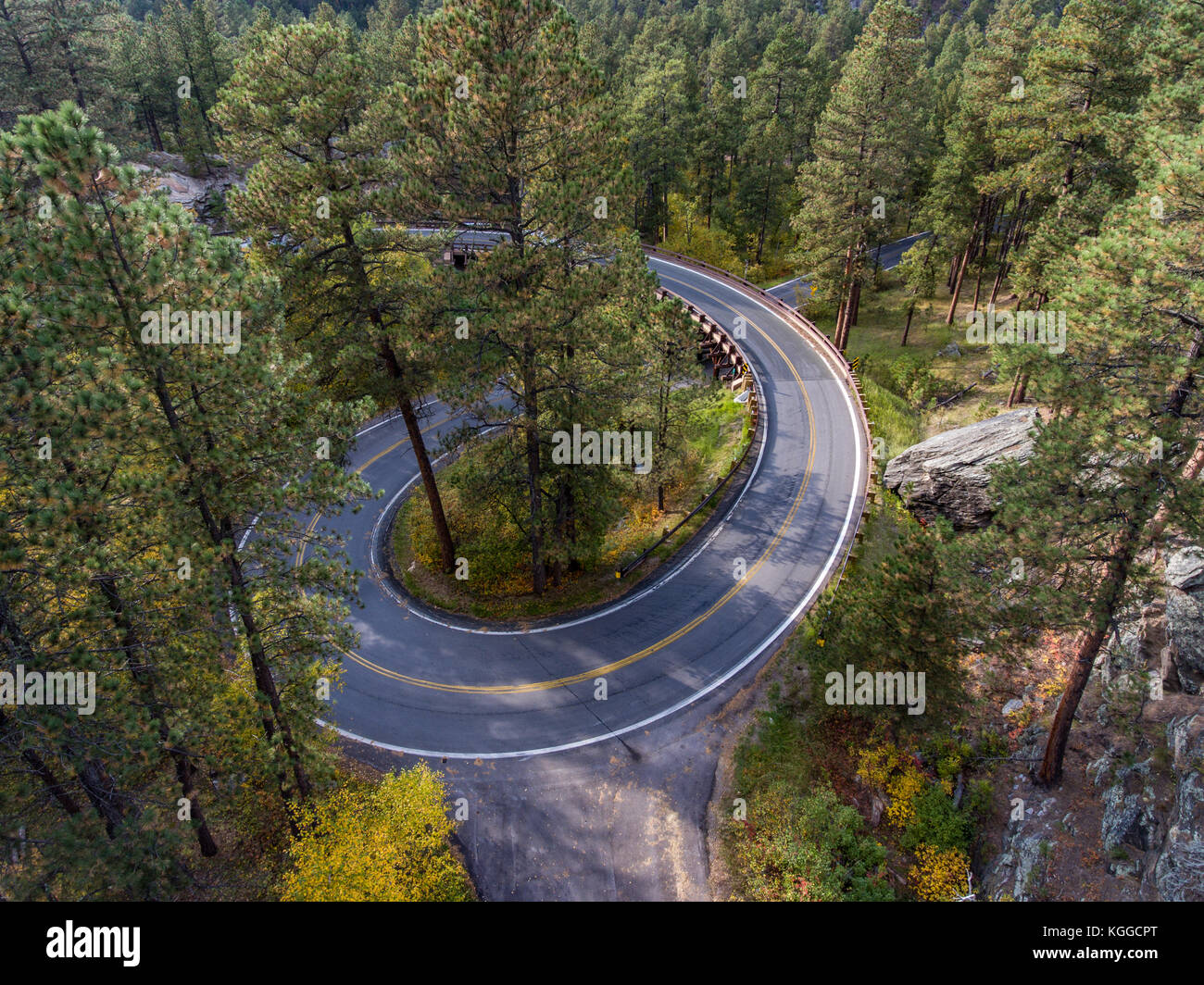 Pigtail bridge along the Needles Highway in the Black Hills of South Dakota Stock Photo