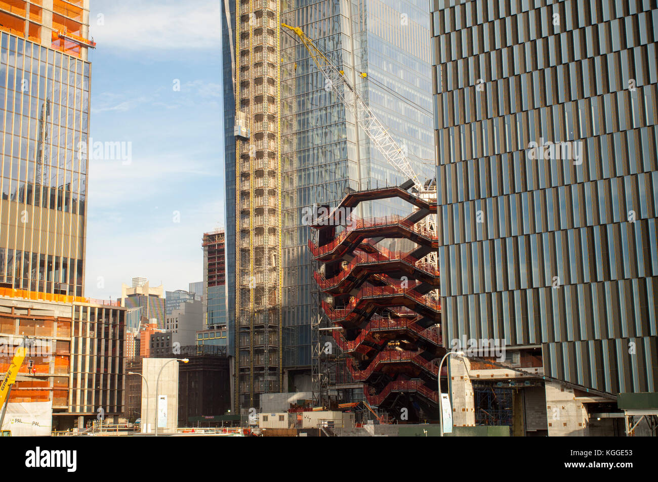 Development in and around Hudson Yards, including "The Vessel" centerpiece, in New York on Saturday, November 4, 2017. (© Richard B. Levine) Stock Photo