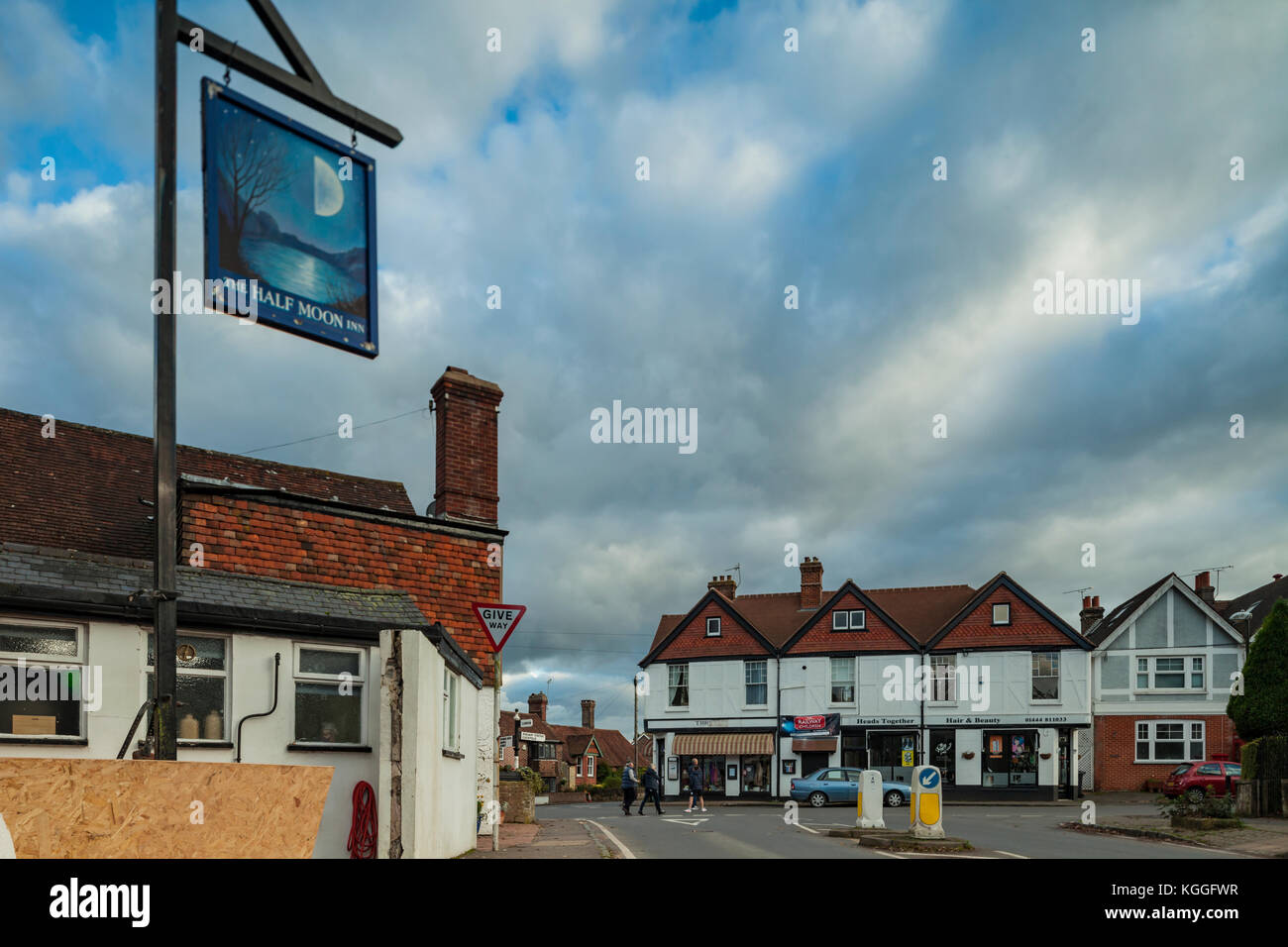 Moody autumn afternoon in Balcombe village, West Sussex, England. Stock Photo