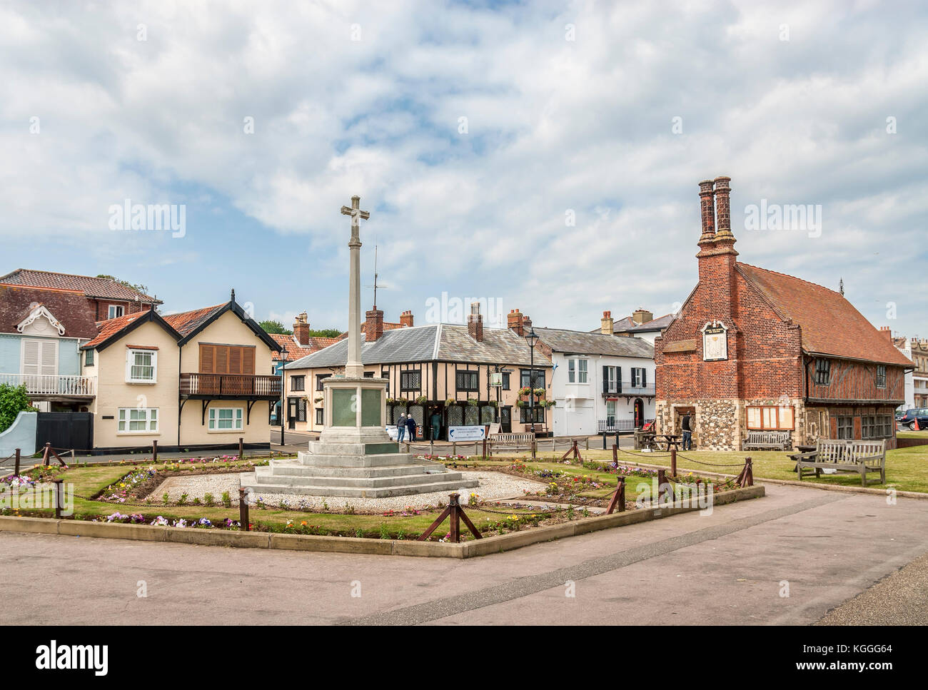 Village center of Aldeburgh, a coastal town in Suffolk, East Anglia, England Stock Photo