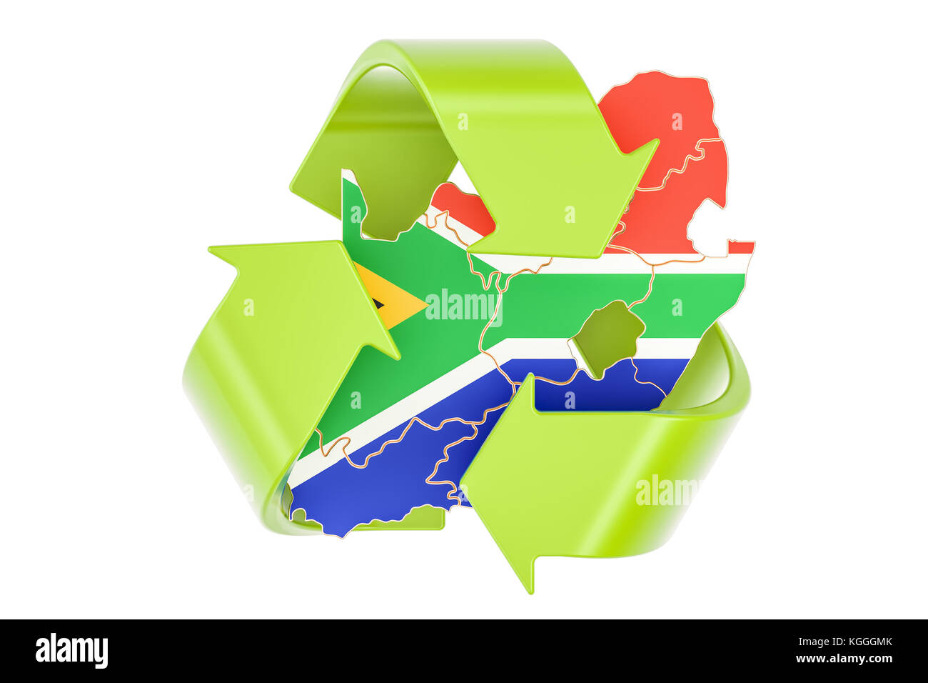 Recycling in South Africa concept, 3D rendering isolated on white