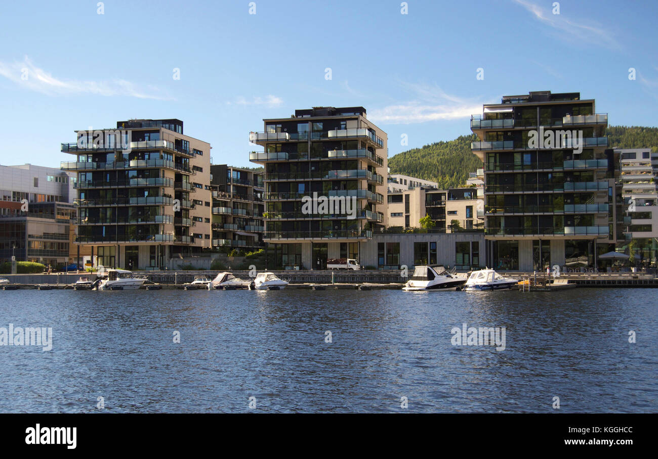 Three modern apartment buildings in Drammen Norway Stock Photo Alamy