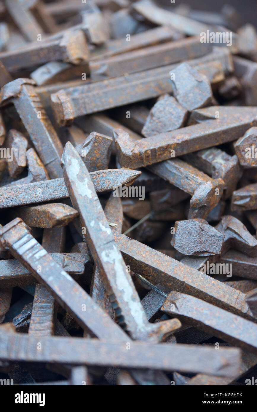 Old rusty railroad spikes Stock Photo Alamy