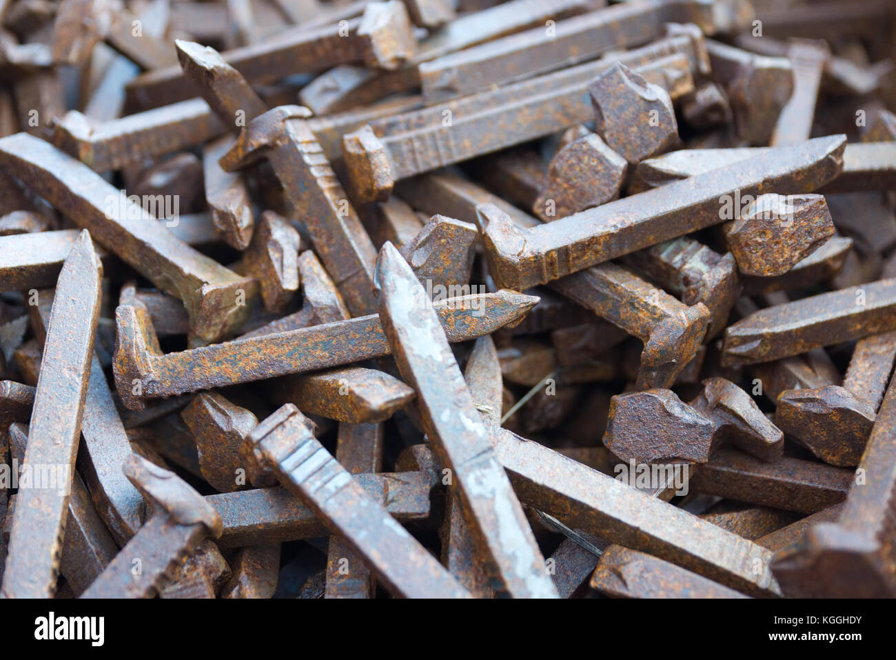 Old rusty railroad spikes Stock Photo Alamy