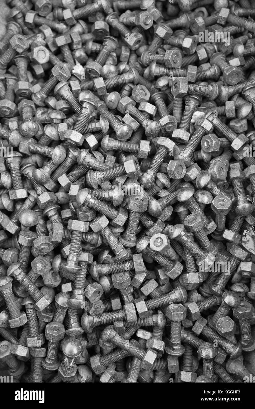 Rusty nuts and bolts Stock Photo