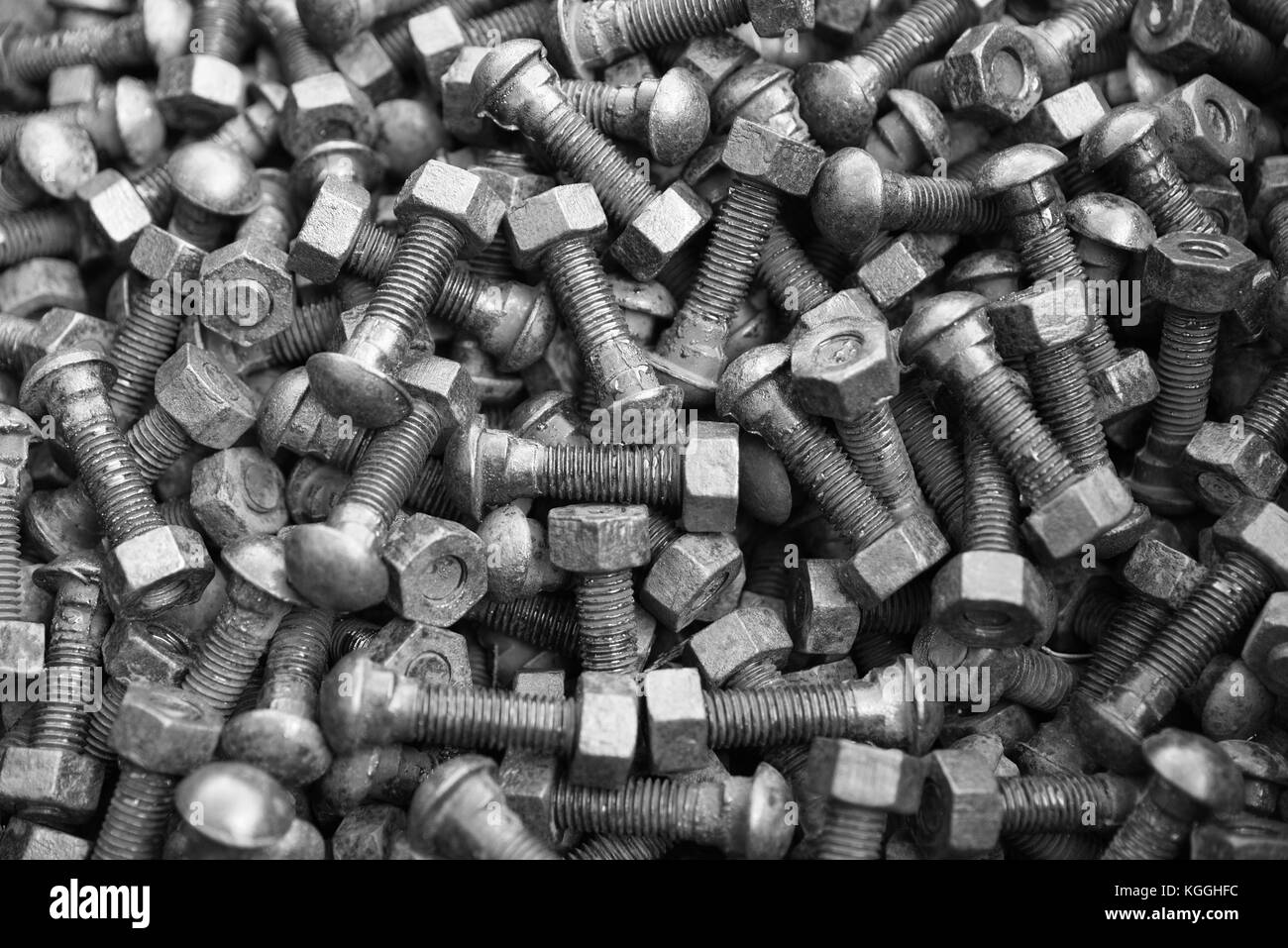 Rusty nuts and bolts Stock Photo