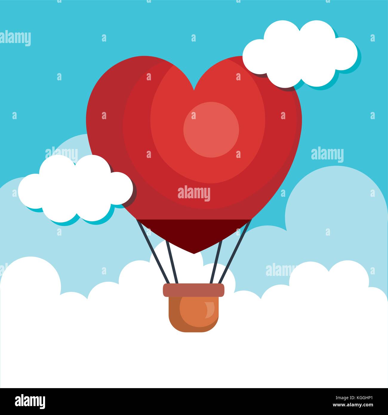 hot air balloon with heart shape vector illustration design Stock ...