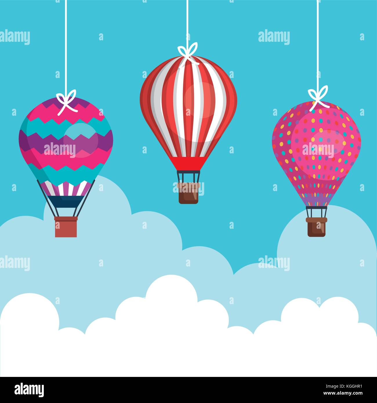 balloons air hot flying vector illustration design Stock Vector Image ...