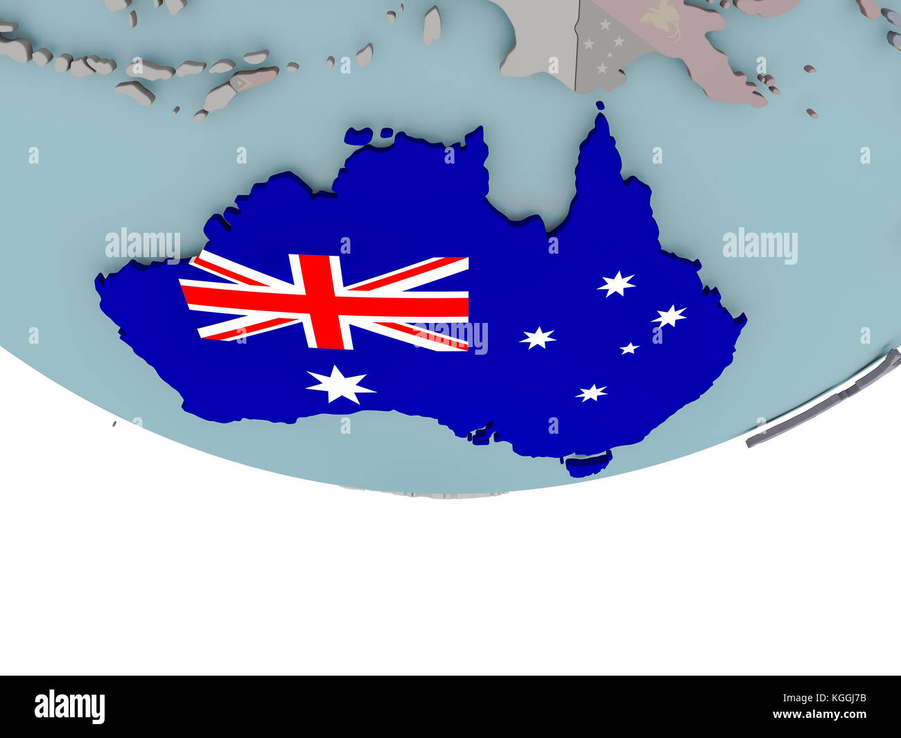 3D illustration of Australia with embedded flag on political globe. 3D ...