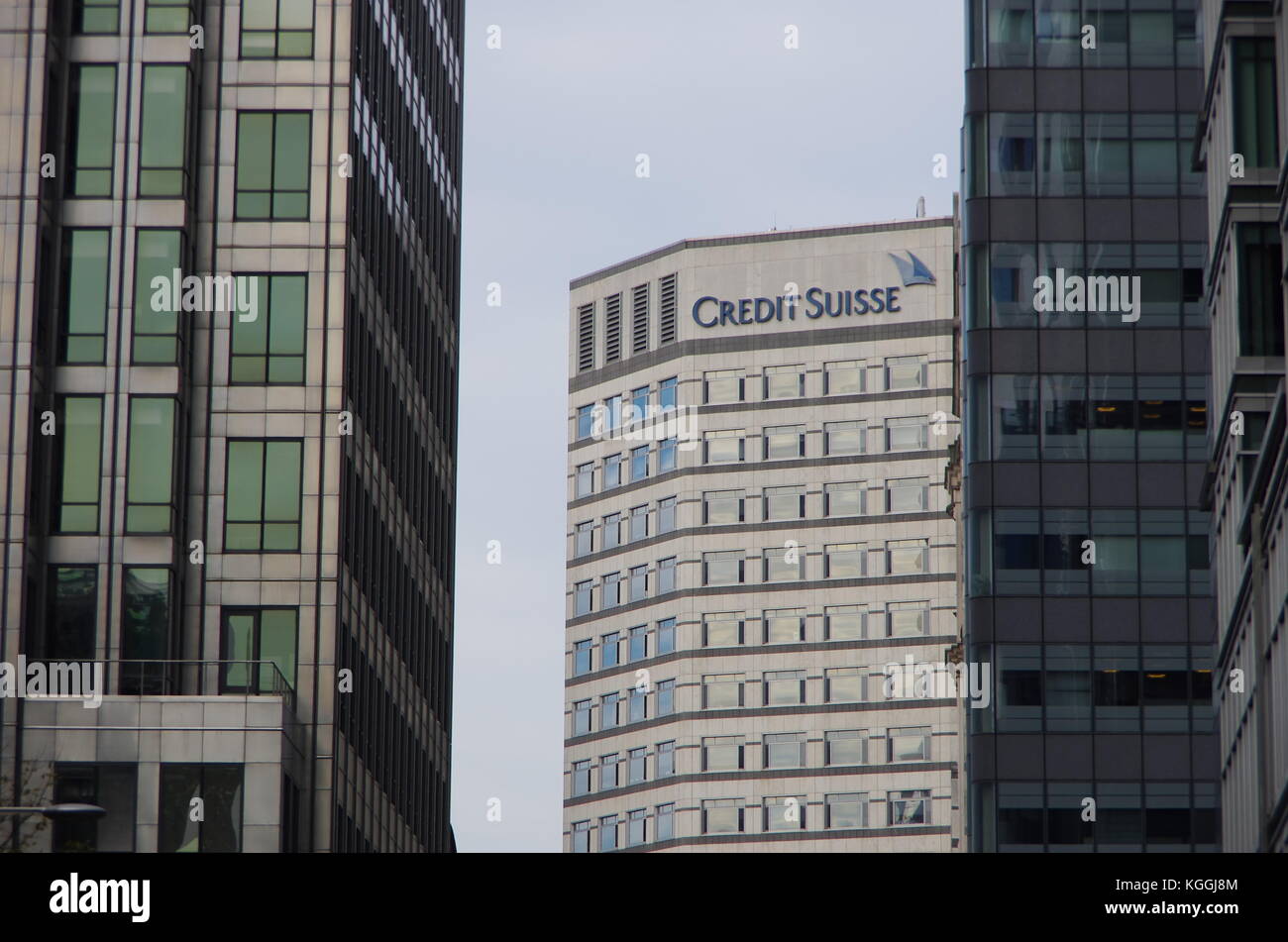 LONDON,UK - CIRCA OCT 2017 - The offices of Credit Suisse in Canary Wharf, London. Stock Photo