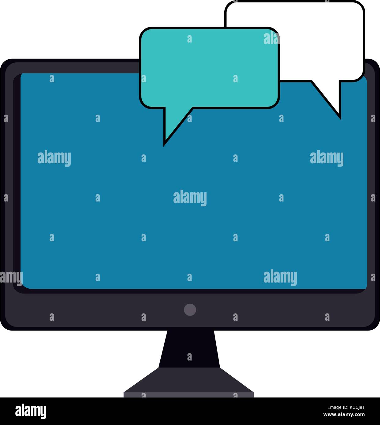 desktop computer with speech bubbles vector illustration design Stock ...
