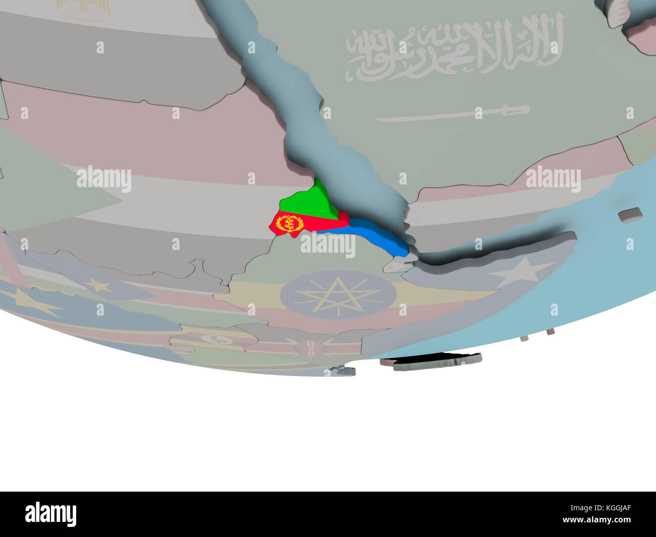 3D illustration of Eritrea with embedded flag on political globe. 3D ...