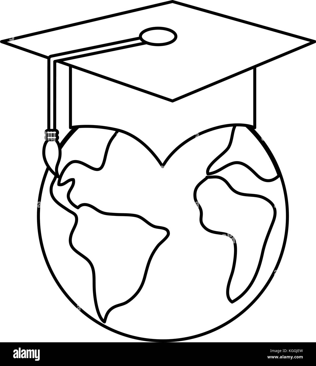 world planet with hat graduation vector illustration design Stock ...