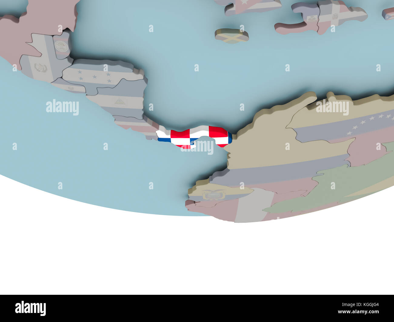 3D illustration of Panama with embedded flag on political globe. 3D ...