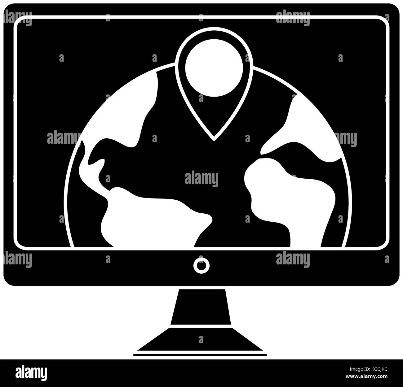 desktop computer with planet vector illustration design Stock Vector ...
