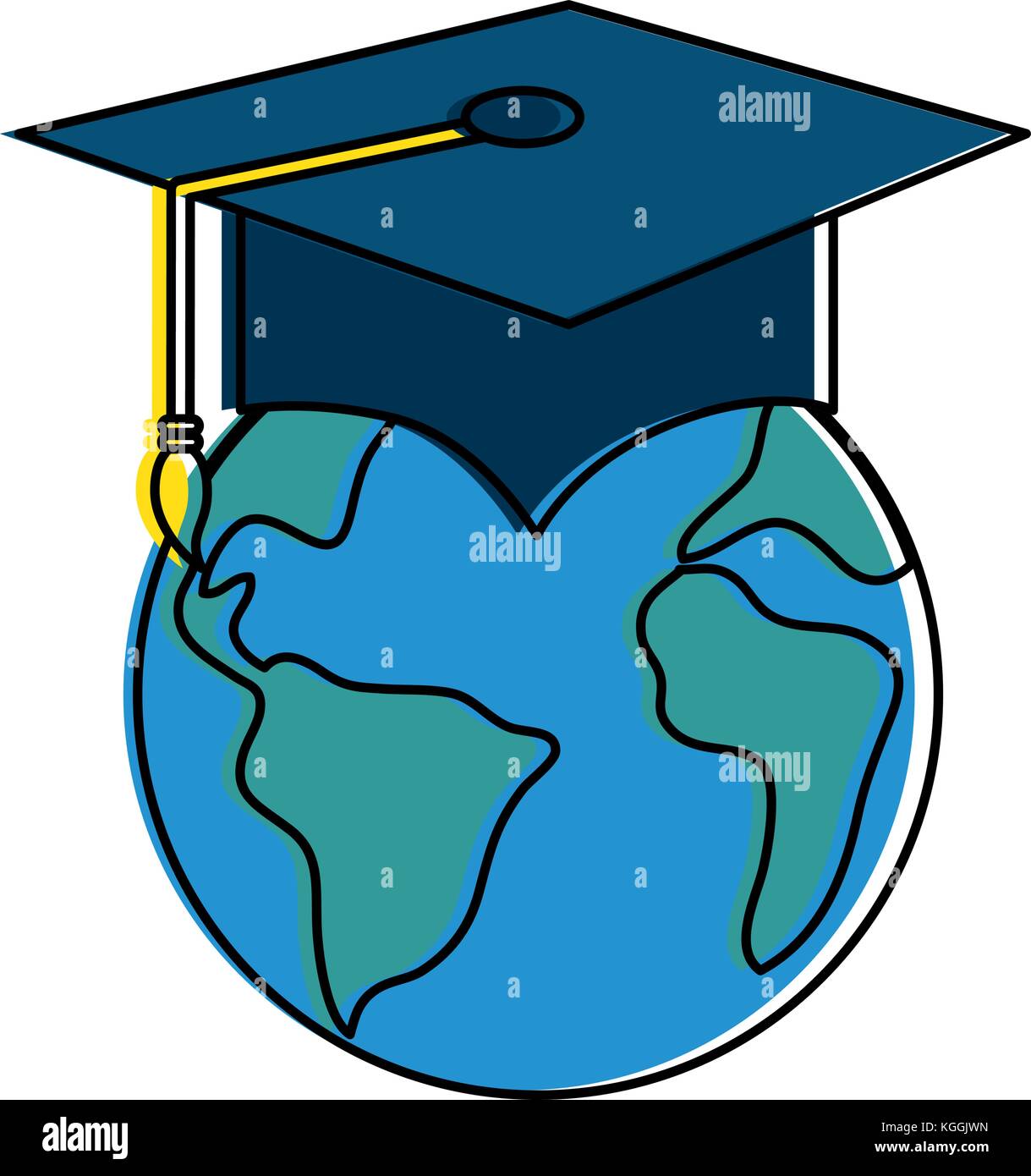 world planet with hat graduation vector illustration design Stock ...