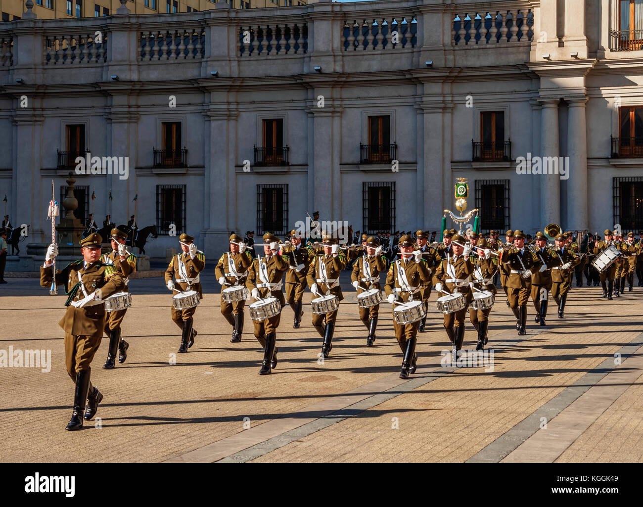Changing of the Guard at La Moneda Palace, Plaza de la Constitucion ...