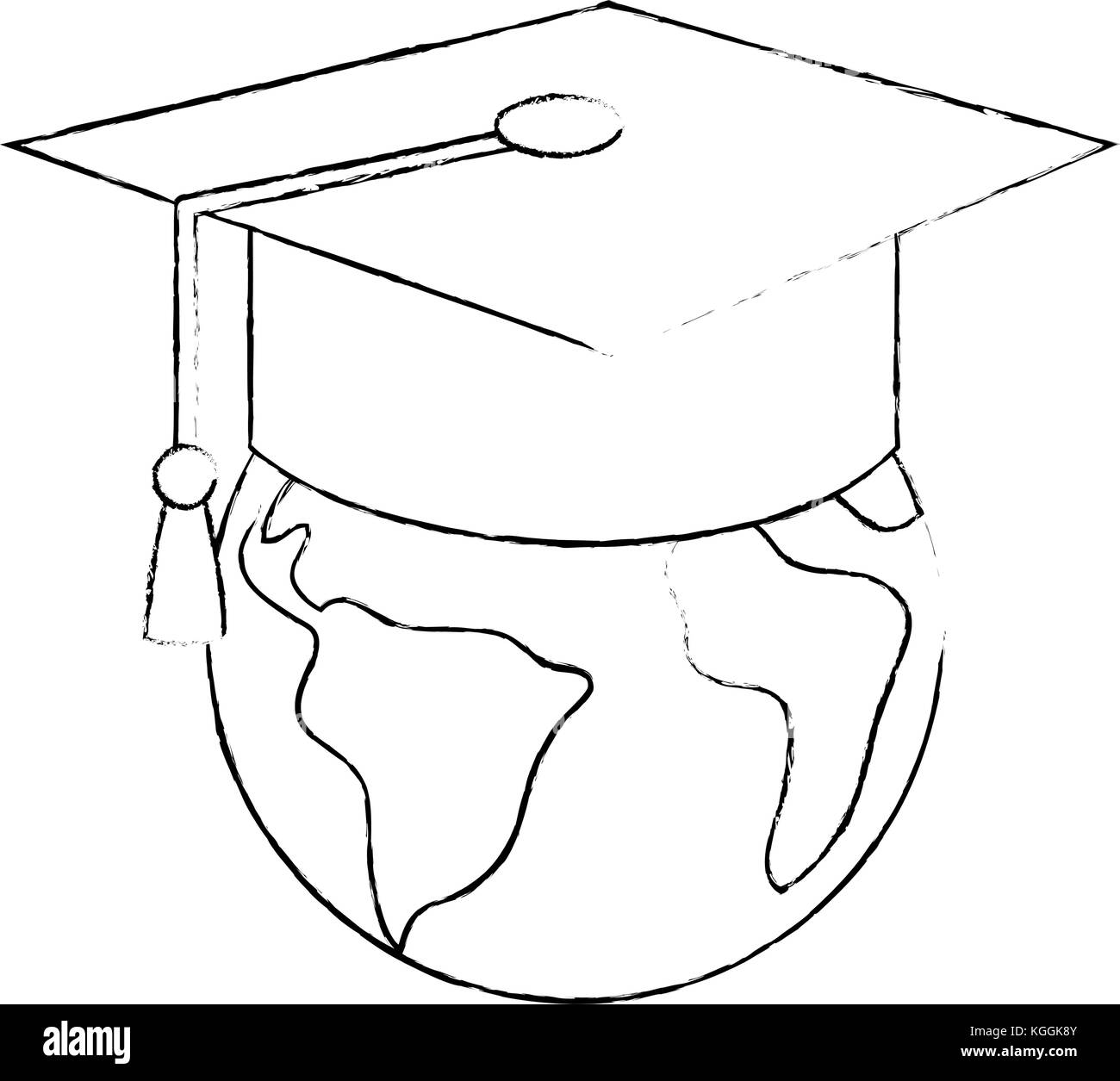 world planet with hat graduation vector illustration design Stock ...