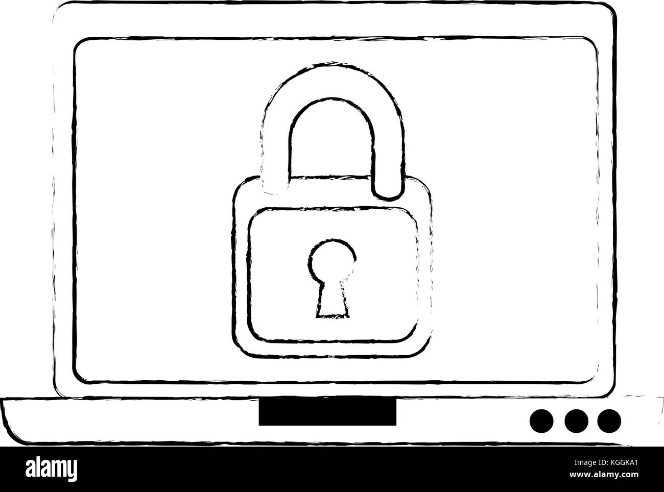 laptop computer with padlock vector illustration design Stock Vector ...