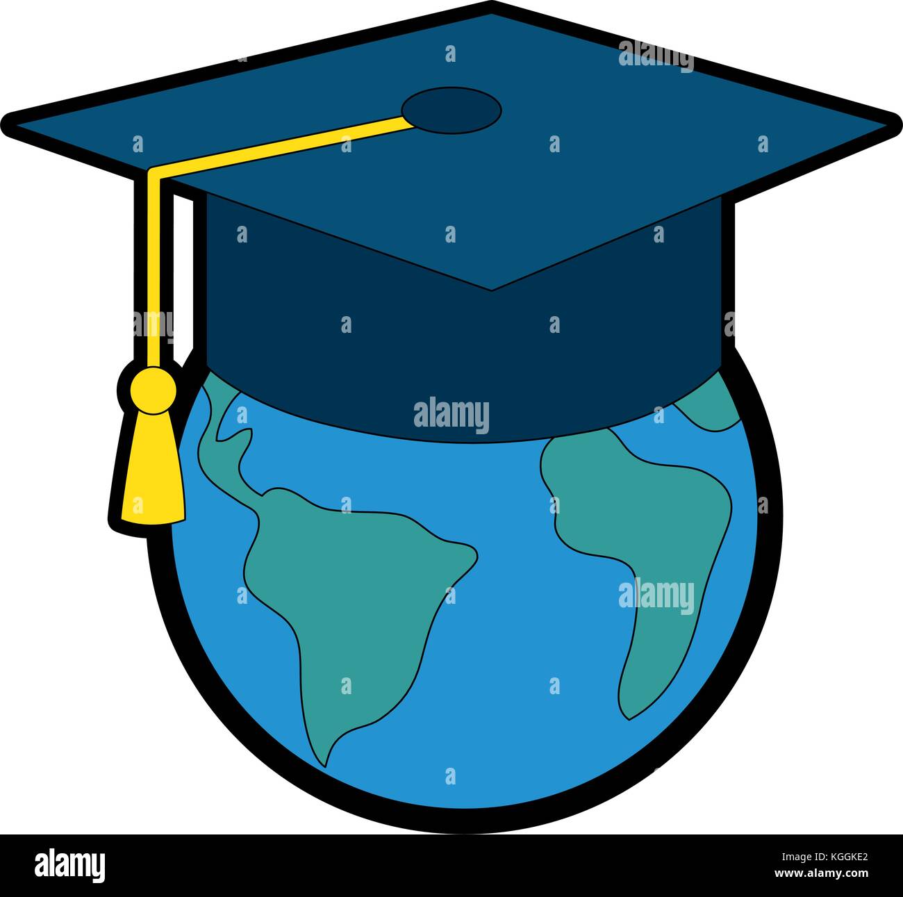 world planet with hat graduation vector illustration design Stock ...