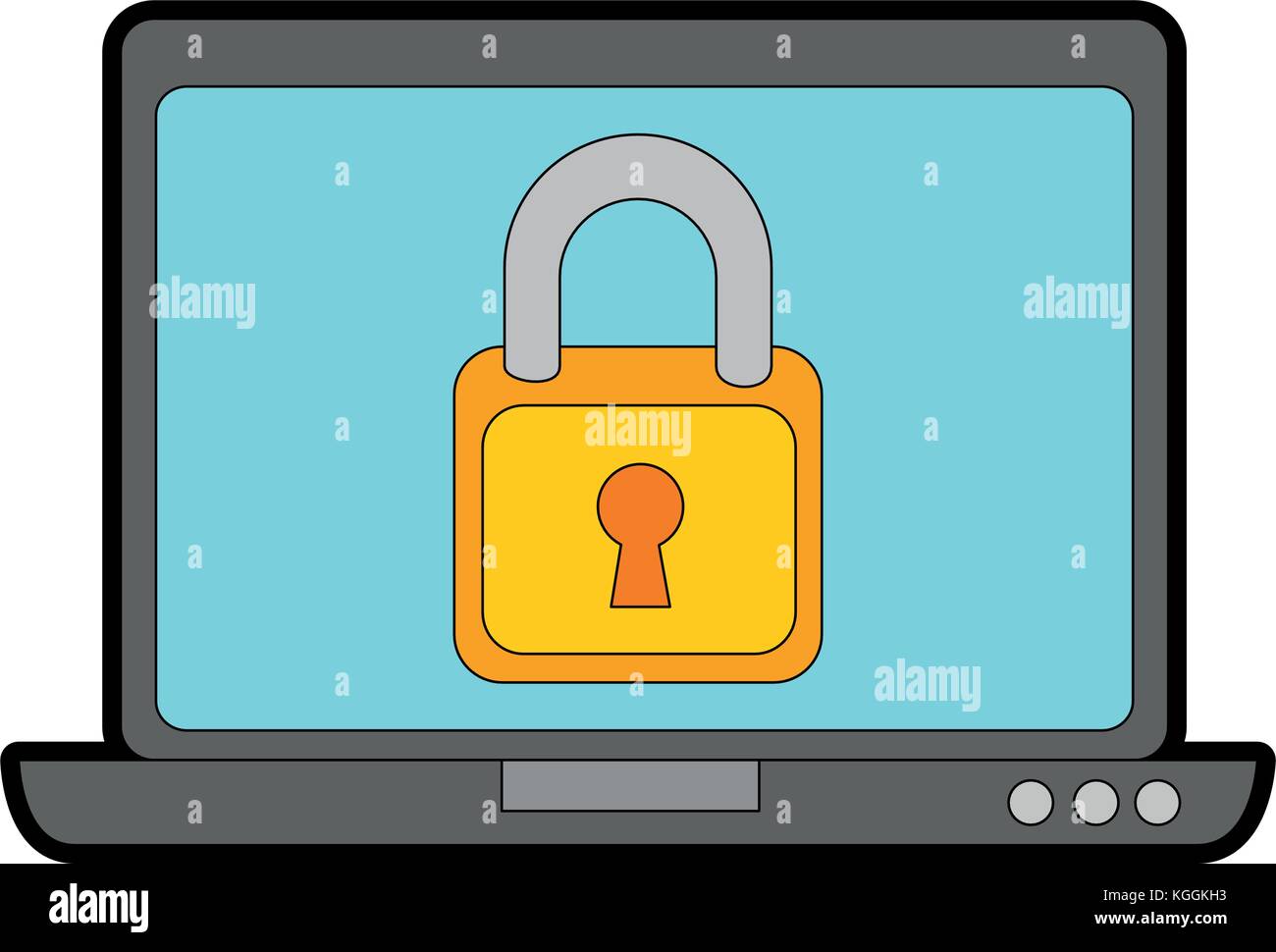 laptop computer with padlock vector illustration design Stock Vector ...