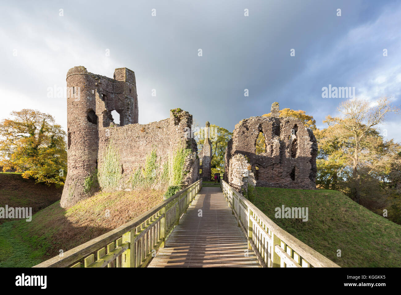 Autumn at Grosmont Castle, 'Castell y Grysmwnt' Grosmont, Monmouthshire, Wales, UK Stock Photo