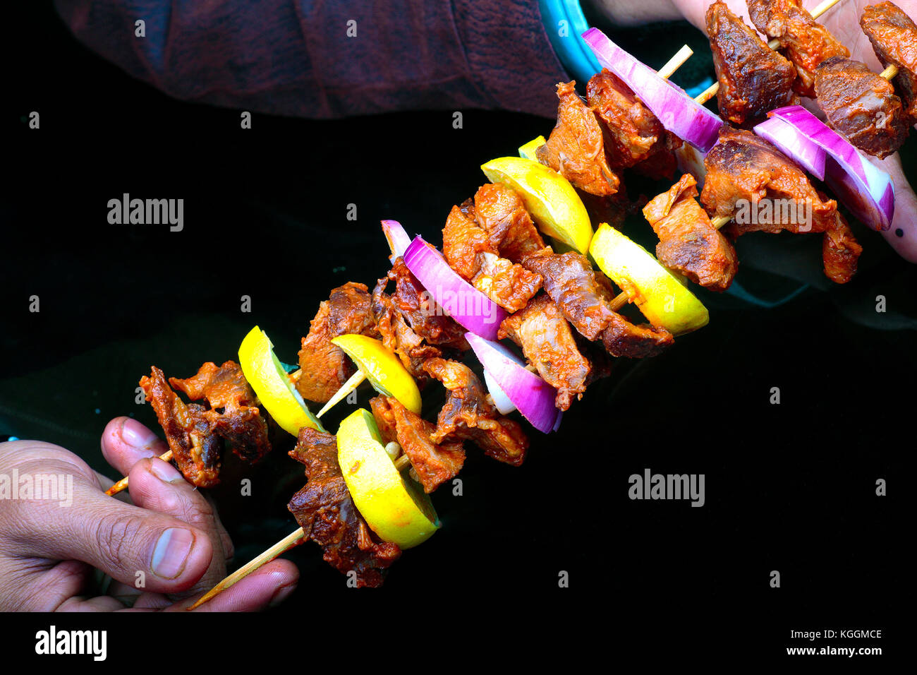 Fresh roasted Lamb mutton kebabs on skewers Stock Photo Alamy