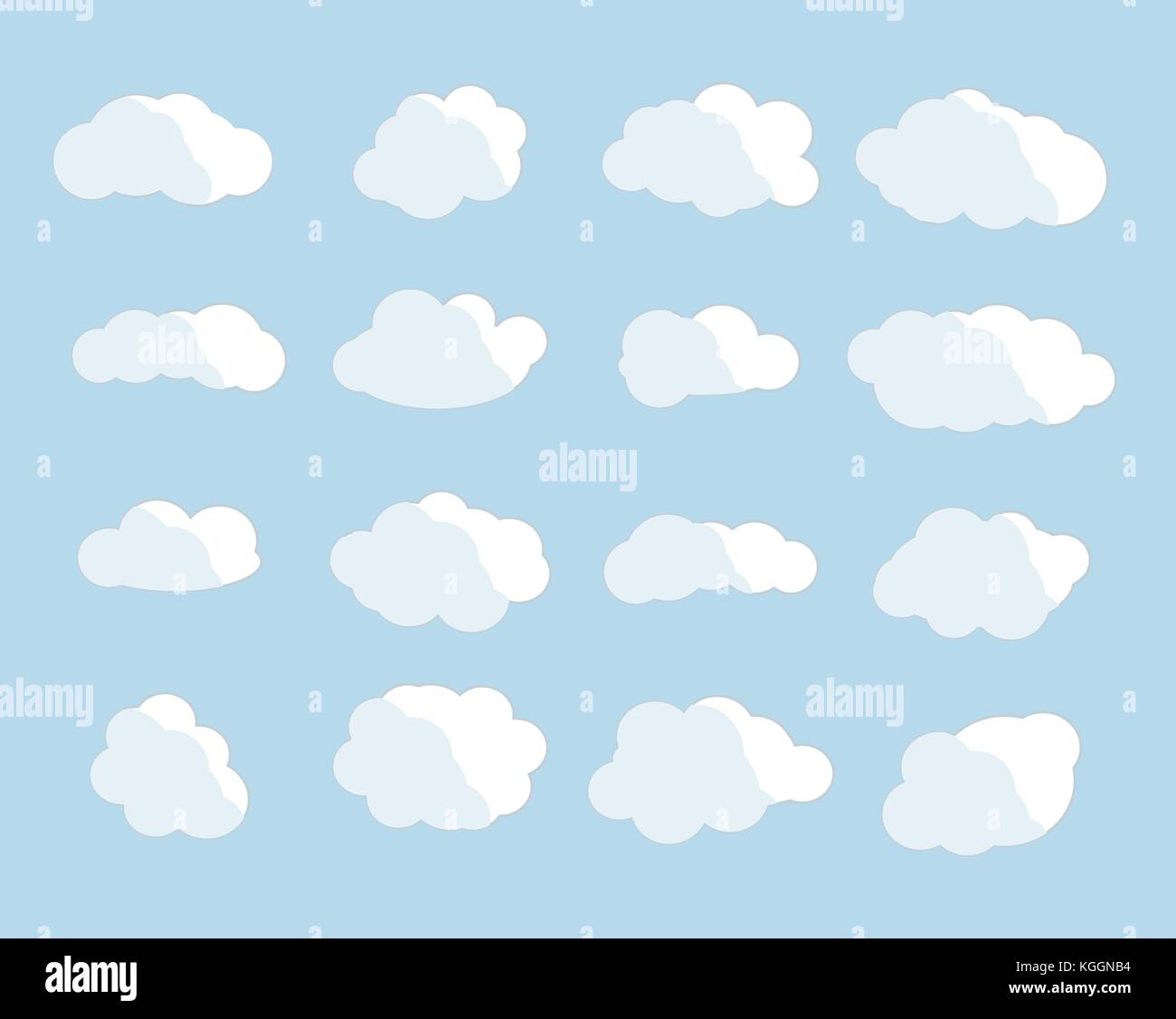 Cloud vector icon set white color on blue background. Sky flat ...