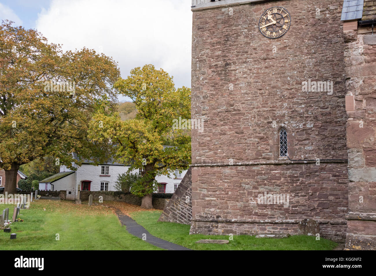 The Church of St Bridget or St Bride in the village of Skenfrith, Monmouthshire, Wales, UK Stock Photo